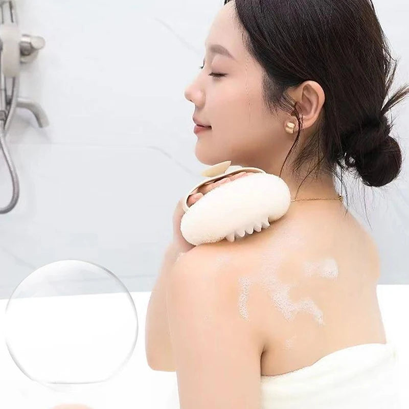 Bath Ball round Sunflower Shape Shower Ball with Suction Cup and Handle Exfoliation Shower Sponge Bathroom Accessories