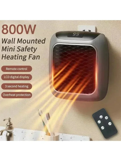 800W Portable Electric Heater EU Small Bathroom Fast Heating Fans Bedroom Heater Home Use Warming Device with Remote Control
