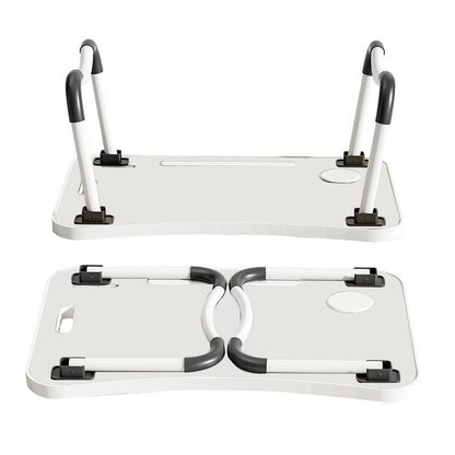 [Line]Ultra Large Portable Laptop Bed Table - Multi Functional Tray Holder with Cup Holder and Drawer, USB, Fan, and Light - Perfect for Eating, Reading, and Writing on Beds, Sofas, Floors - Stable, Durable, and Foldable